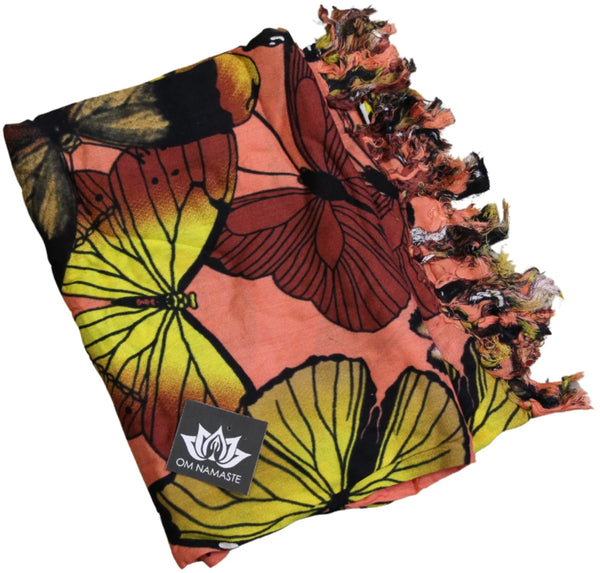 Om Namaste Sarong - 646 - Oranje met vlinders