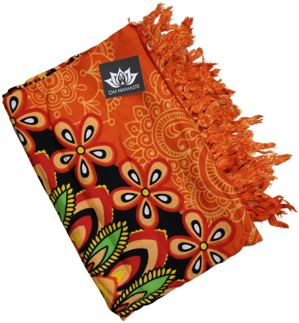 Om Namaste Sarong - 649 - Bloemrijke Mandala - Oranje