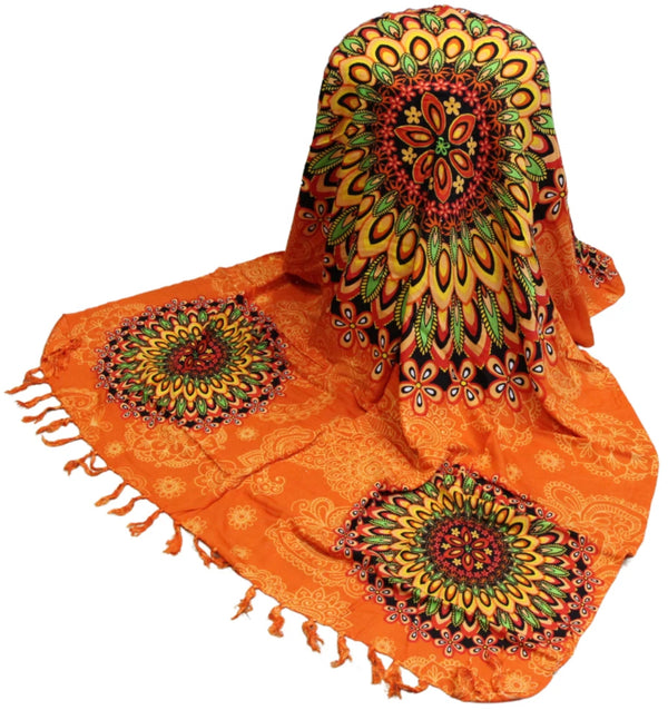 Om Namaste Sarong - 649 - Bloemrijke Mandala - Oranje