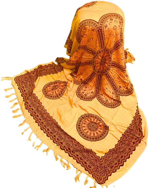 Om Namaste Sarong - 658 - Oranje bloem - ton sur ton
