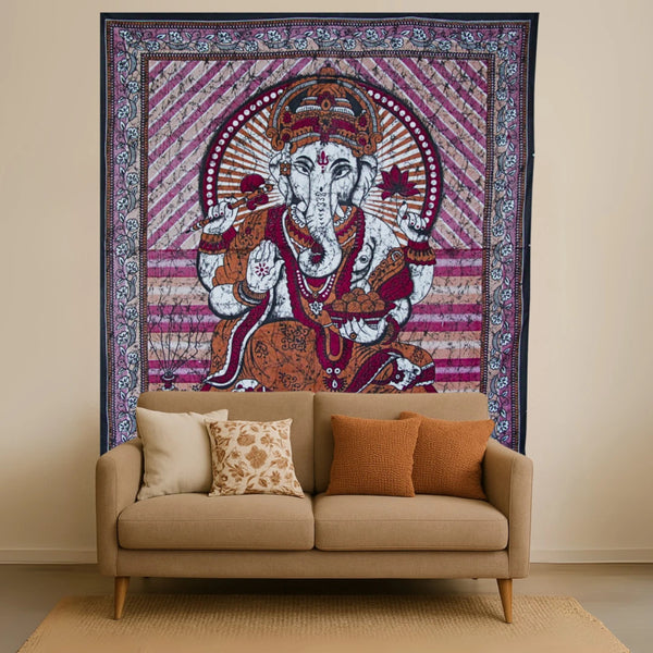 Grand Foulard 018 - ganesha - bruin & bordeaux