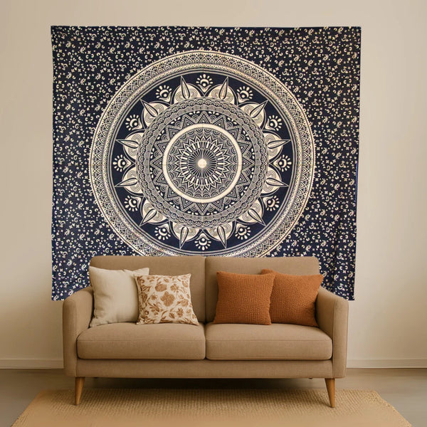 Grand Foulard 504 Mandala gold print