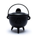Cauldron Heksenketel Met Triquetra Symbool Gietijzer Zwart Met Hengsel