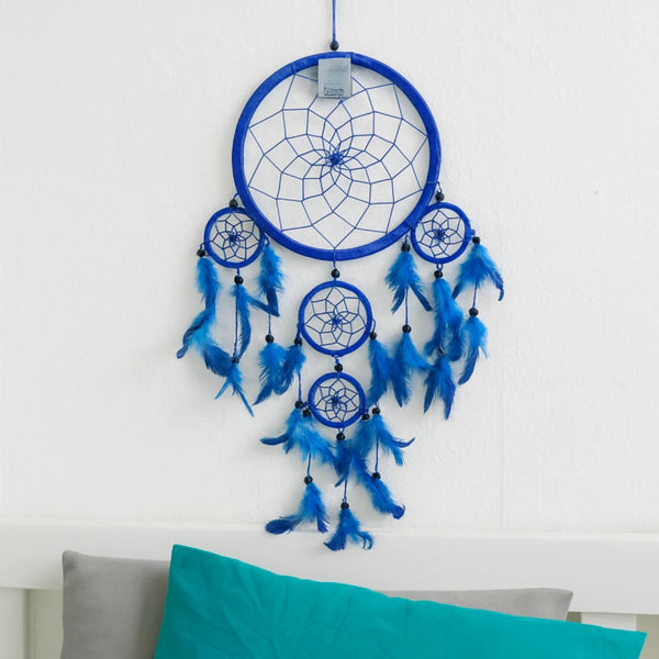 Dromenvanger - 22 cm - Blauw - alleen veren - Dreamcatcher