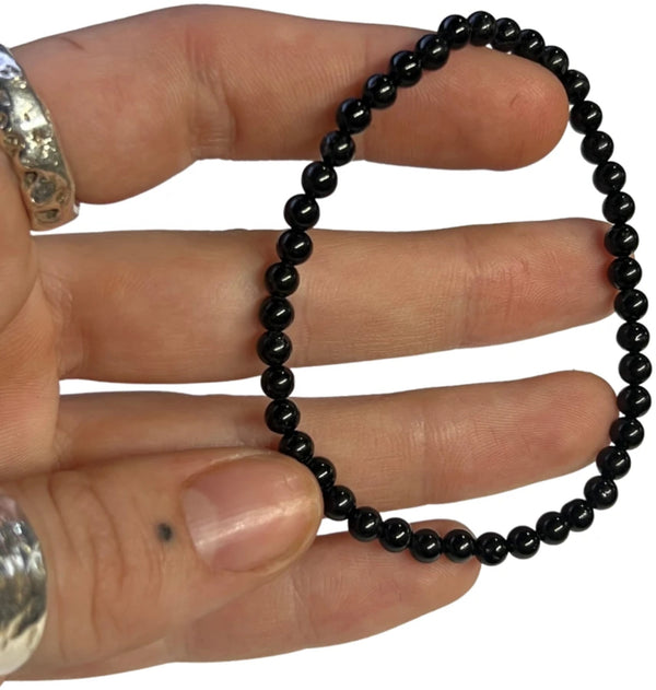 Kralenarmband 4mm Toermalijn zwart