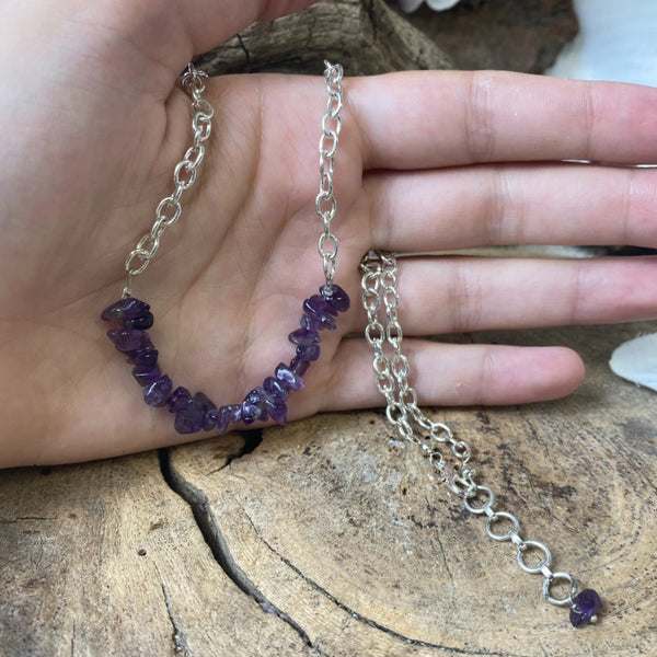 Amethist bar ketting