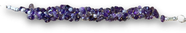 Amethist splitarmband cluster met sluiting