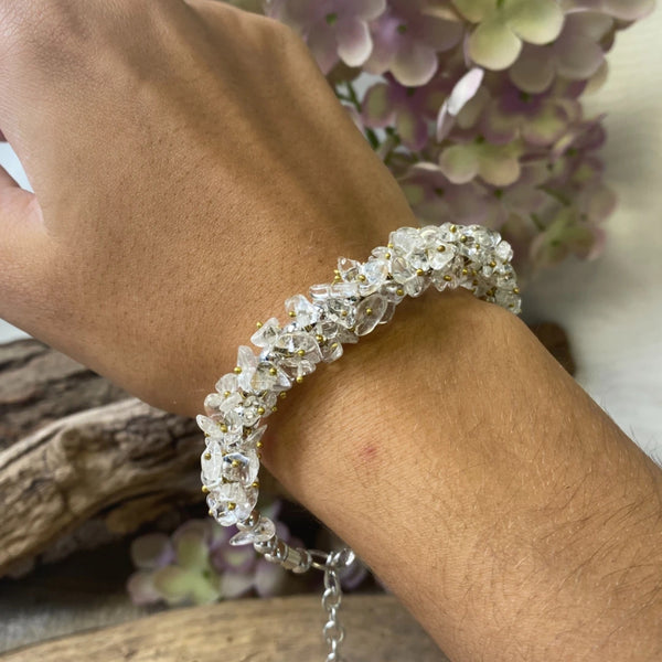 Bergkristal Splitarmband Cluster Met Sluiting 5~10 Mm 19 Cm Plus 4 Cm Verl.