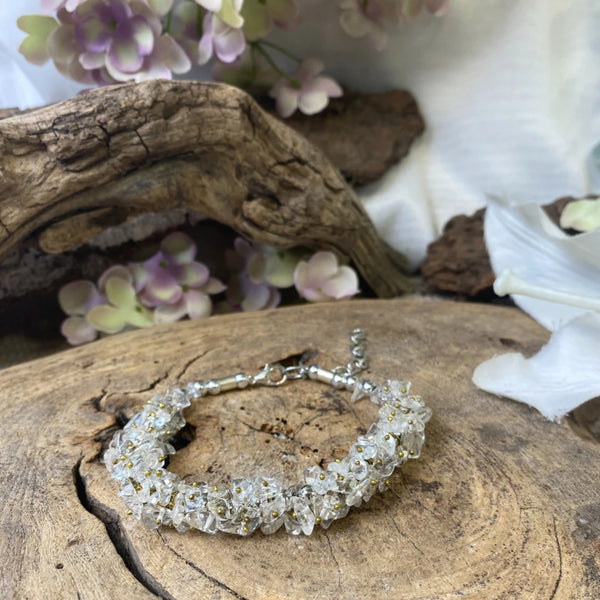 Bergkristal Splitarmband Cluster Met Sluiting 5~10 Mm 19 Cm Plus 4 Cm Verl.