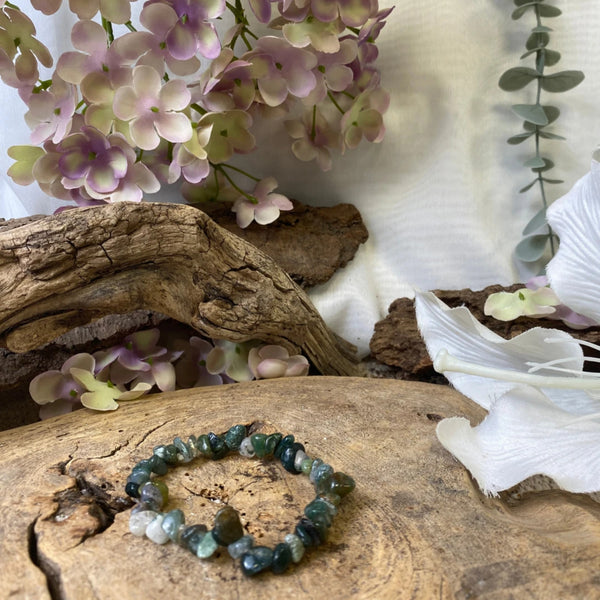 Agaat mos splitarmband + kaart