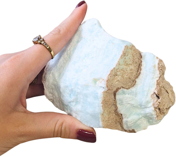 Caribbean Blue Calciet Ruwe Edelsteen 10,6 Cm Afghanistan