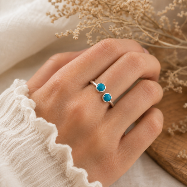 Geboortesteen Ring Turkoois December - 925 Zilver - Zilverkleurig