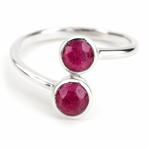 Geboortesteen Ring Robijn Juli - 925 Zilver - Zilverkleurig