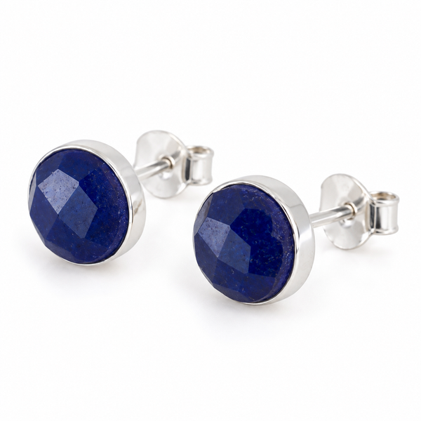 Geboortesteen Oorstekers September Saffier Facet - 925 Zilver