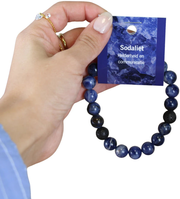 Sodaliet powerbead mannen + kaart 21 cm