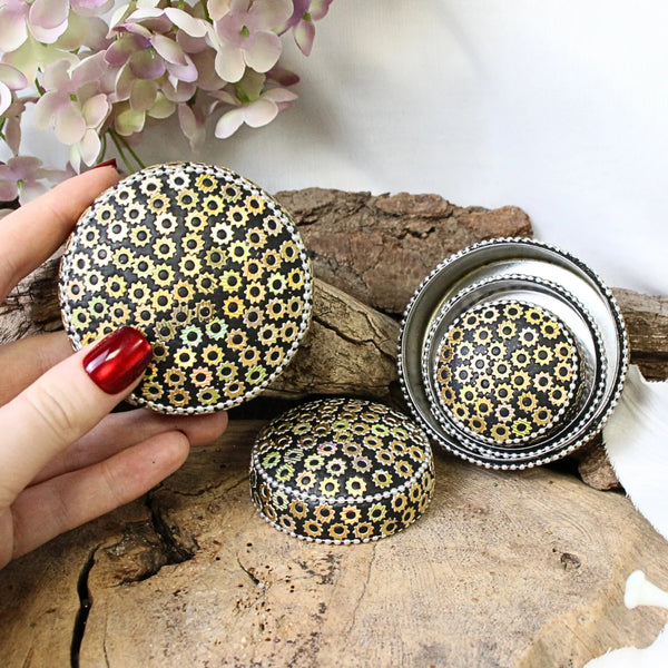 Glitter doos ovaal set goud