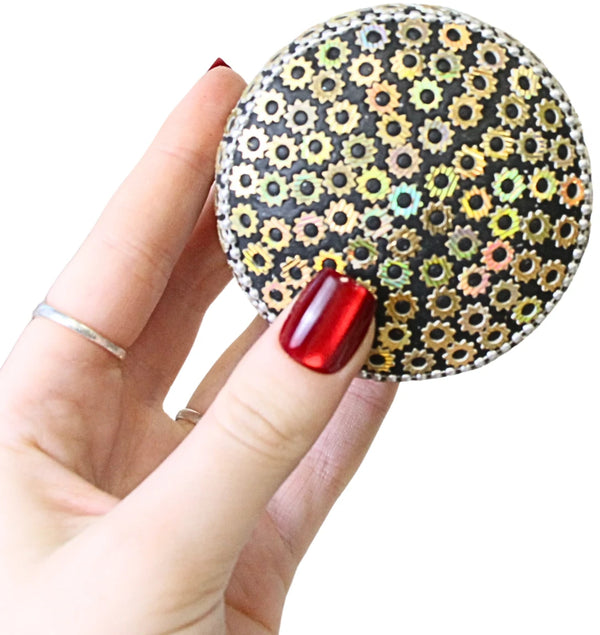 Glitter doos ovaal set goud