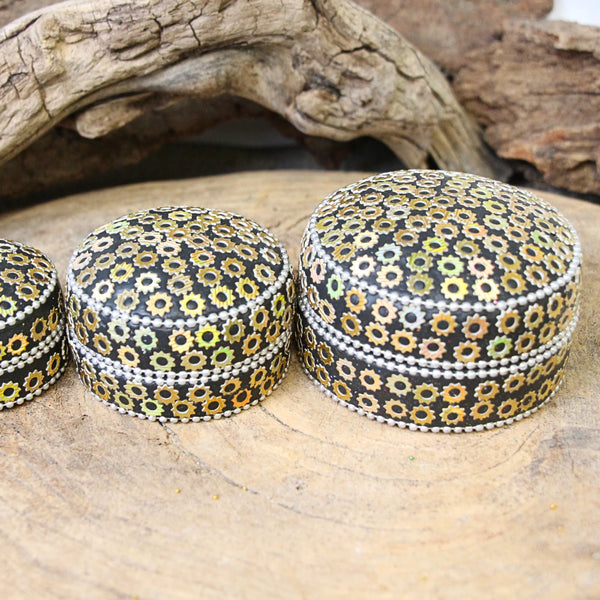 Glitter doos ovaal set goud