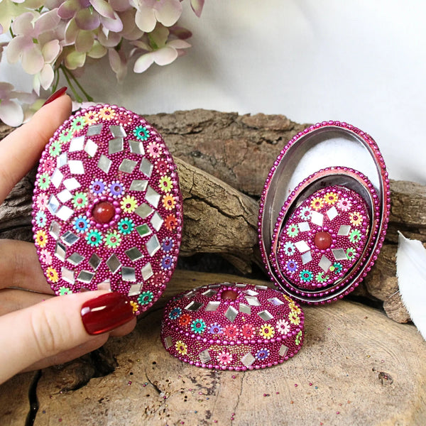Glitter doos ovaal set paars