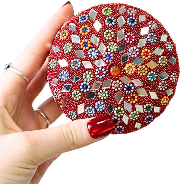 Glitter doosje 90 mm rood