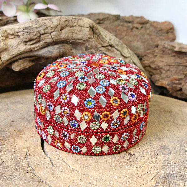 Glitter doosje 90 mm rood