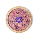 Onderzetter Lotus Mangohout Rozenkwarts Amethist Koperen Symbool 10cm