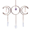Raamhanger Maanfasen Gouden Driehoek Amethist Rozenkwarts Bergkristal ±34x22cm