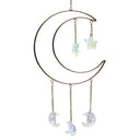 Raamhanger Maansikkel Goudkleurig Met Opalescente Glazen Manen En Sterren ± 38x18cm