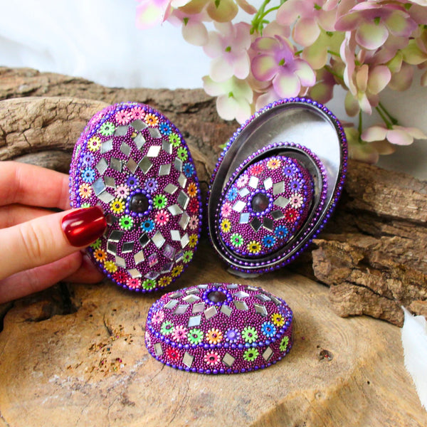 Glitter doos ovaal set paars