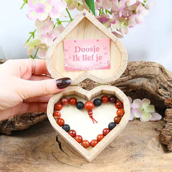 Doosje ik lief je - Jaspis rood 21 cm