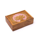 Sieradendoos Namaste Mangohout Rozenkwarts 18x12.5x5.5cm