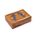 Opbergdoos Mangohout Boeddha Gegraveerd Ingelegd Sodaliet 18x12.5x5.5cm