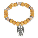 Engelen Armband Aartsengel Haniel Houten Kralen Perzik Maansteen Sandelhoutolie Elastisch 7.5 cm