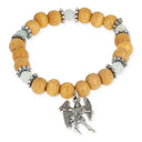 Engelen Armband Aartsengel Michaël Houten Kralen Aquamarijn Gemberolie Elastisch 7.5 cm
