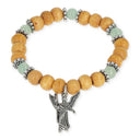 Engelen Armband Aartsengel Raphaël Elastisch Groene Aventurijn Houten Kralen Lavendelolie 7.5 cm