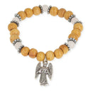 Armband Engelen Houten Kralen Rozenkwarts Rozenolie Aartsengel Camael Elastisch 7.5 Cm