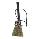 Mini Bezem Witmetalen Triple Moon Met Amethist 7,5 Cm