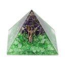 Orgoniet Piramide Peridoot En Amethist Met Engel Rafaël 7,5 cm