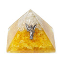 Orgoniet Piramide Citrien En Bergkristal Met Engel Uriël 7,5 cm