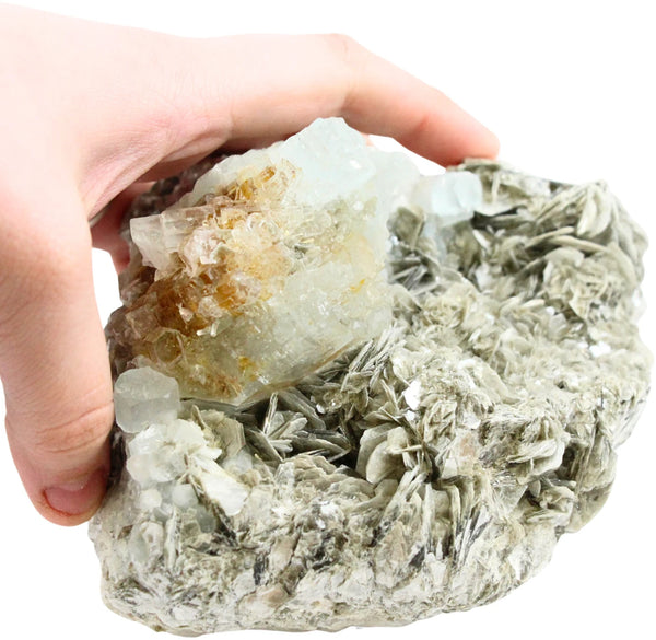 Aquamarijn Ruwe Edelsteen Met Mica Nr 102 7,3 Cm Brazilië
