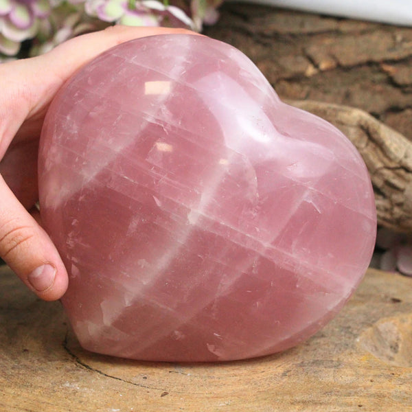 Rozenkwarts edelsteen hart 15 cm nr.02