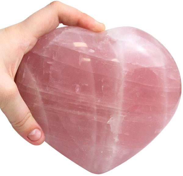 Rozenkwarts edelsteen hart 15 cm nr.02