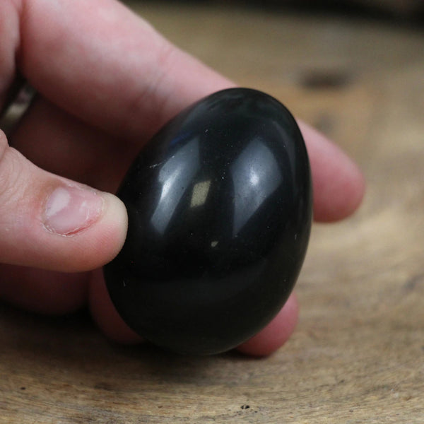 Yoni ei Obsidiaan zilver 47x34 mm