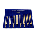 Set Van 8 Ongewogen Chakra Stemvorken Geanodiseerd Aluminium Blauw Fluweel 43x29cm