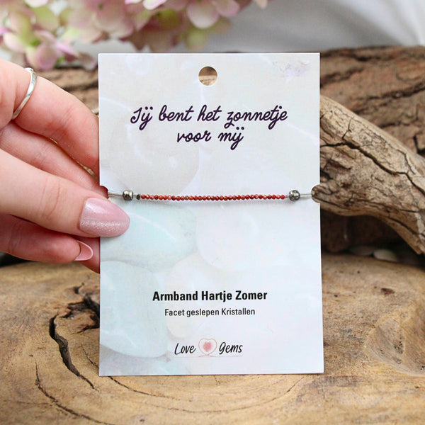 Hartje zomer armband Jaspis rood - Moederdag