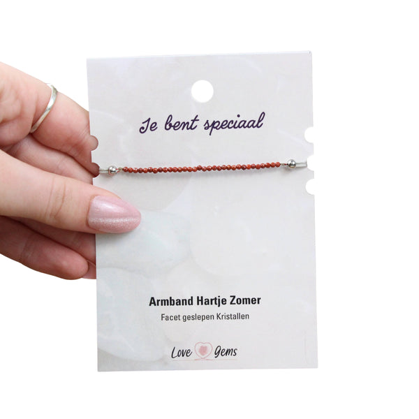 Hartje zomer armband Jaspis rood - Moederdag