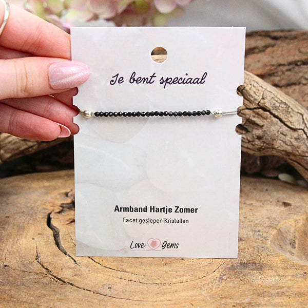 Hartje zomer armband Toermalijn zwart - Moederdag