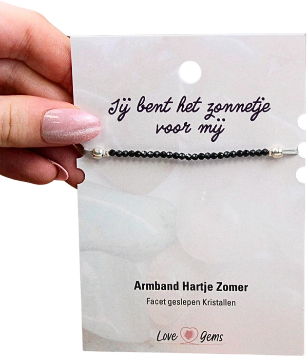 Hartje zomer armband Toermalijn zwart - Moederdag