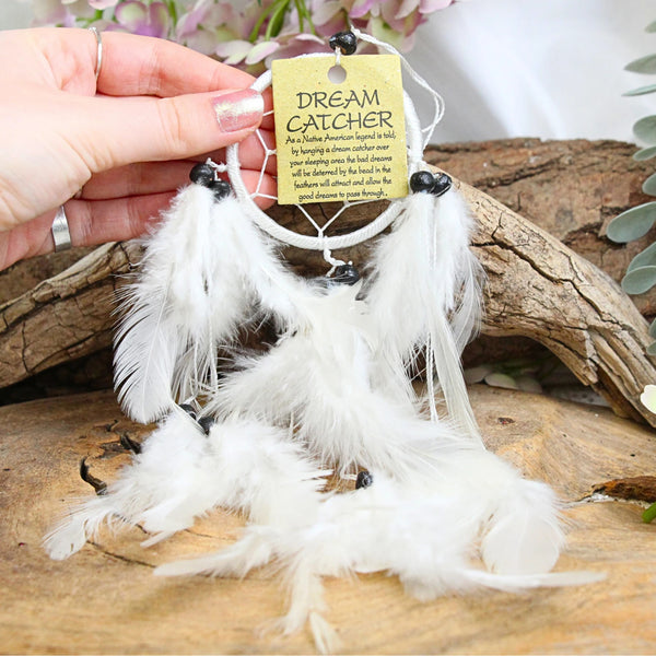 Dromenvanger - 6cm - witte veren - Dreamcatcher