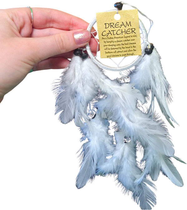 Dromenvanger - 6cm - witte veren - Dreamcatcher